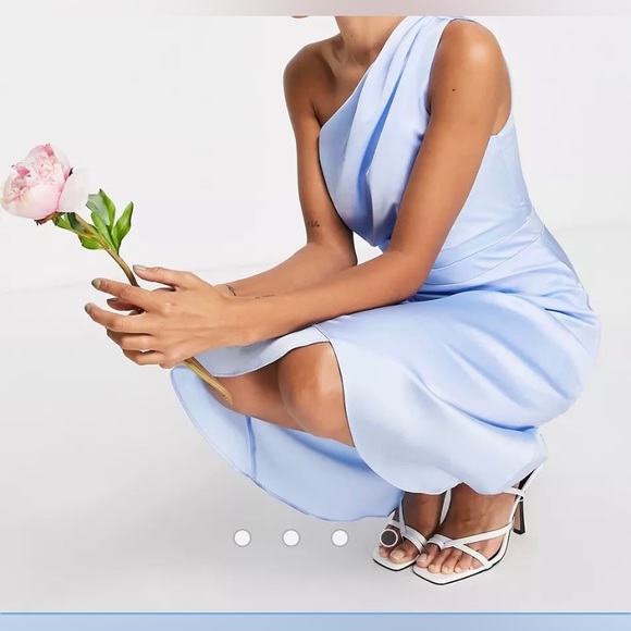 TFNC one shoulder midi dress in light blue - Picture 3 of 7